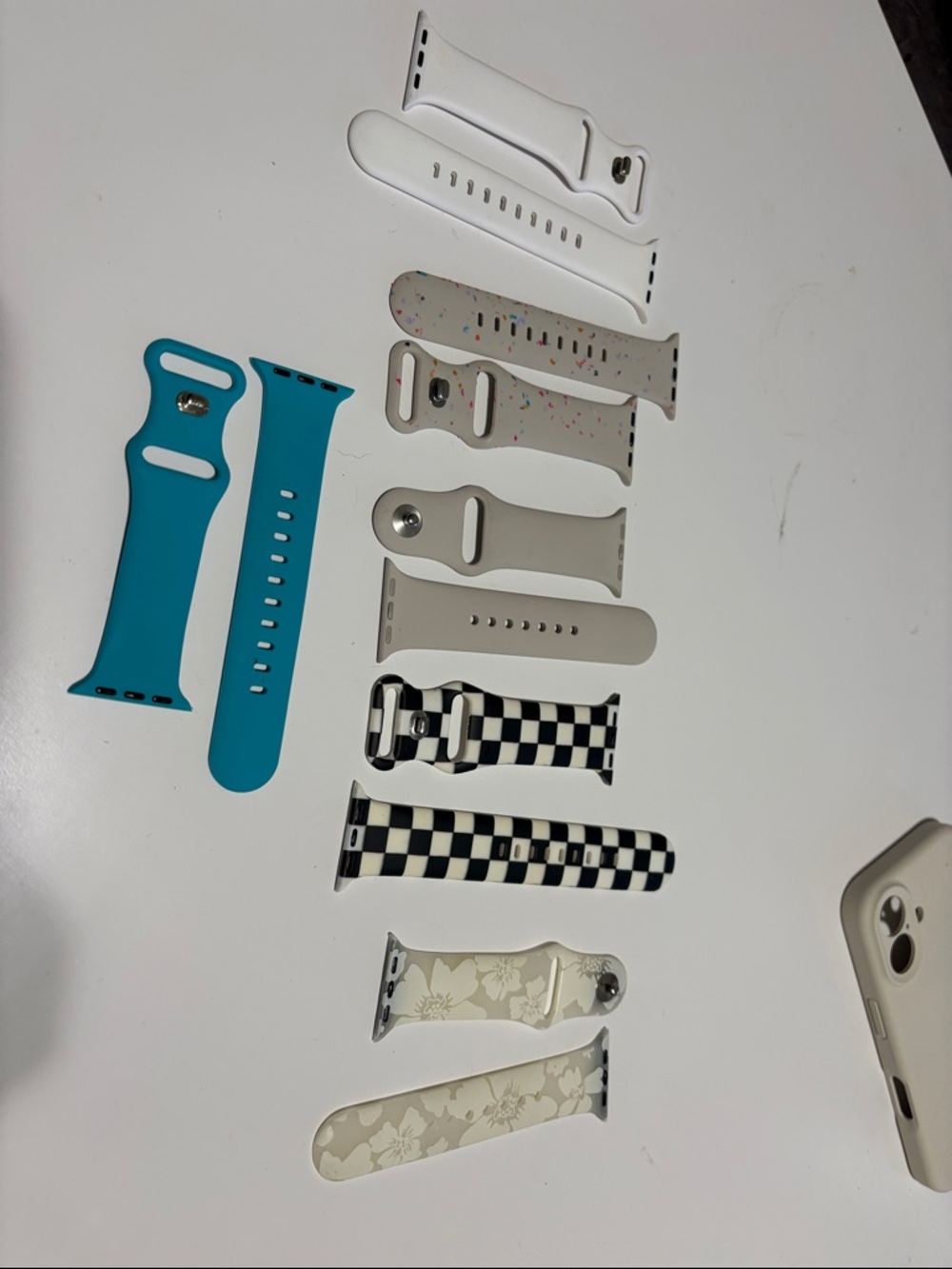 Apple Watch Compatible Silicone & Patterned Bands - White, Teal, Gray, Black